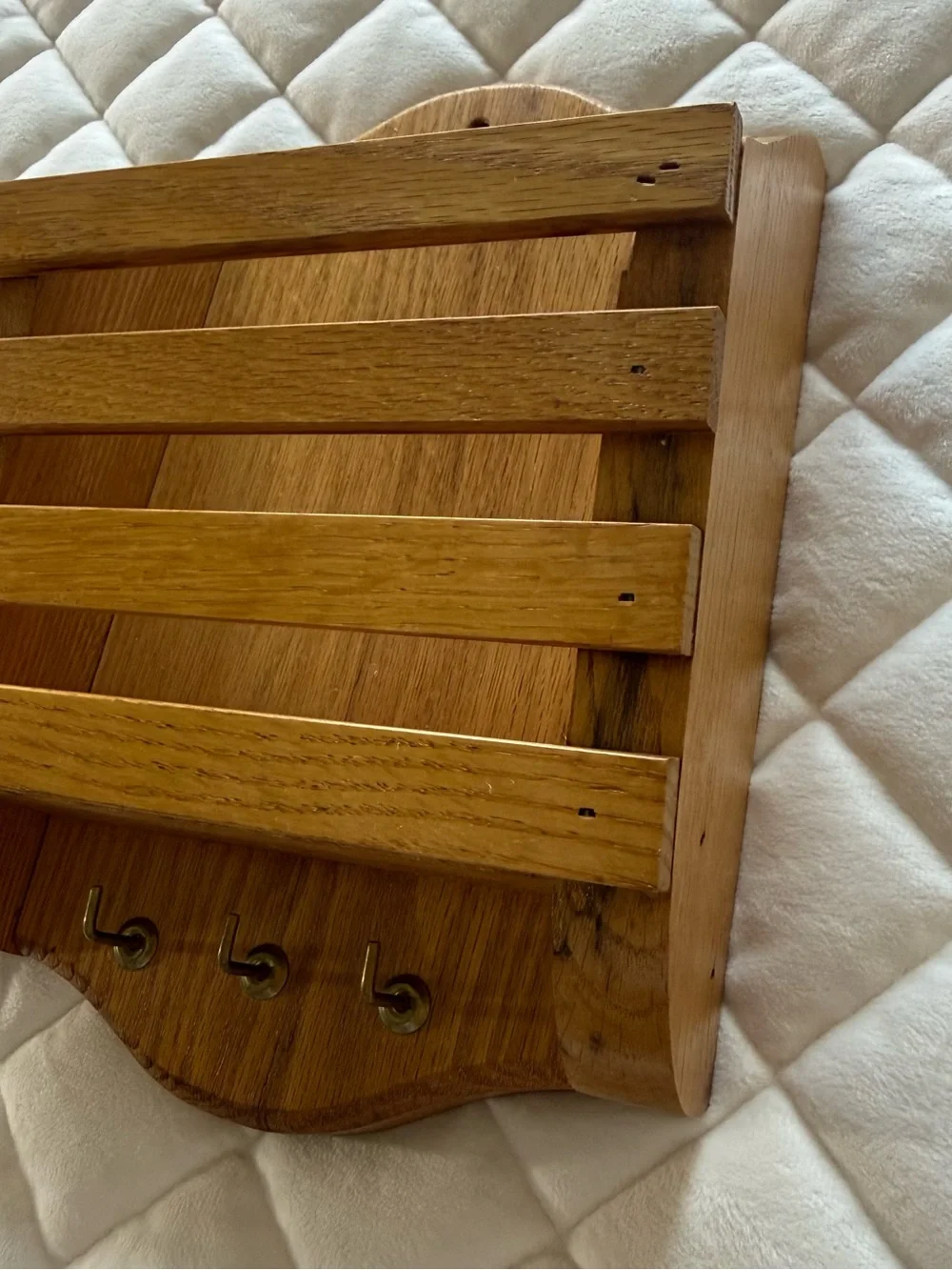 Vintage Wooden Wall Mail Organizer Letter Rack Key Holder Entryway Sorter